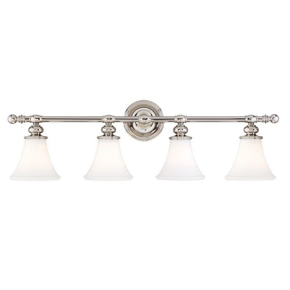 Hudson Valley 4504-PN Traditional Four Light Bath Bracket from Weston Collection in Polished Nickel Finish,
