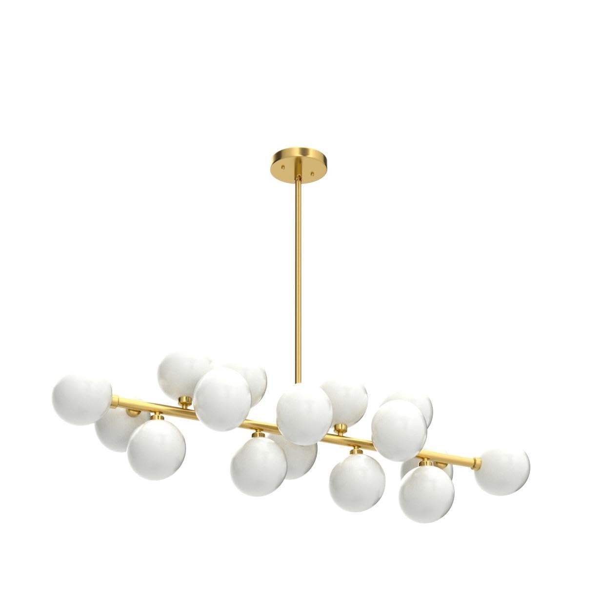 CROSSIO Gold Chandelier Pendant Light Fixture, Post-Modern Design, Milky White Lampshade, Model CRO-1102-IO for Kitchen Island Dining Room