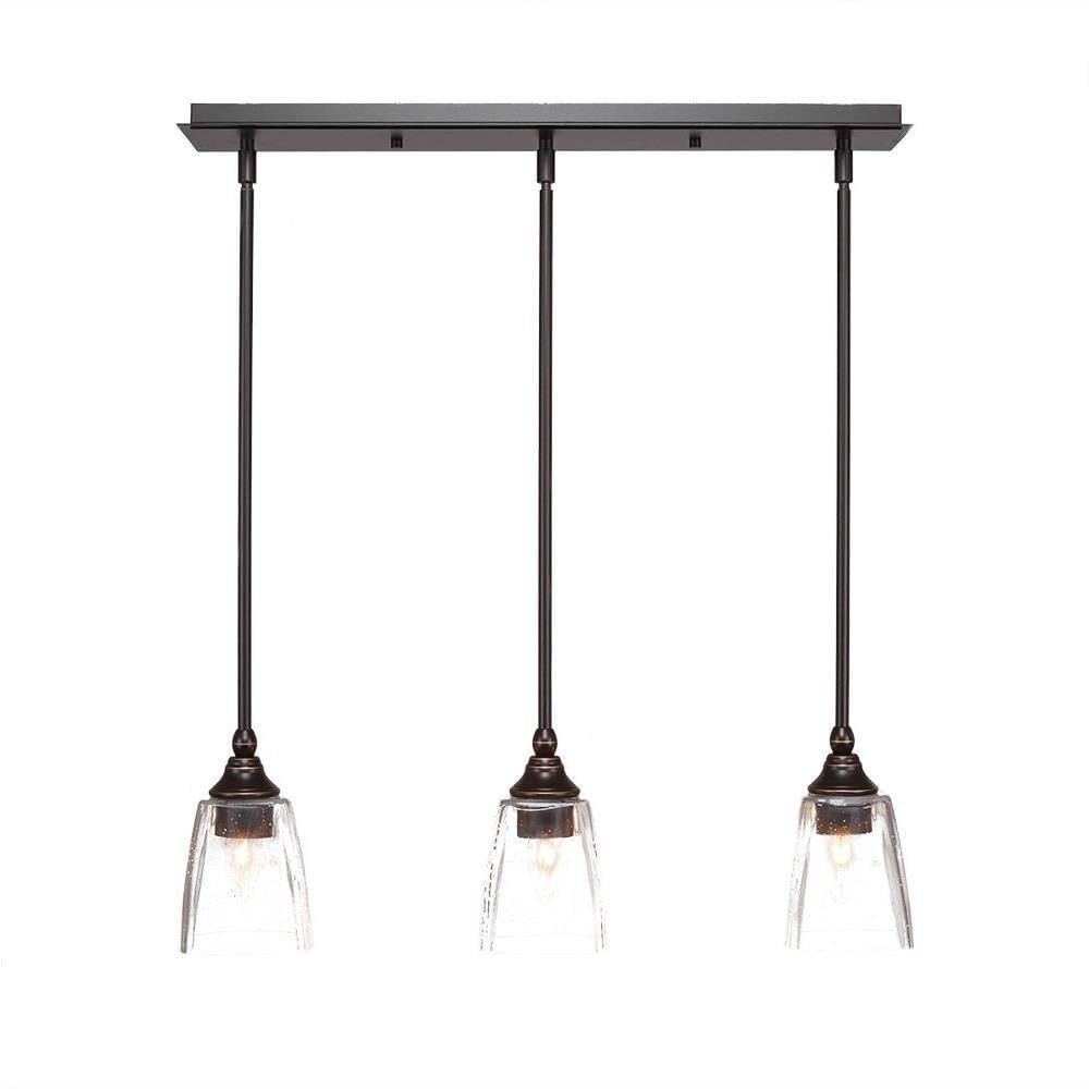 Toltec Lighting 25-Dg-461 3 Light Multi-Light Mini Hang Straight Swivel Pendant With Clear Bubble Glass, 4.5&quot;, Dark Granite