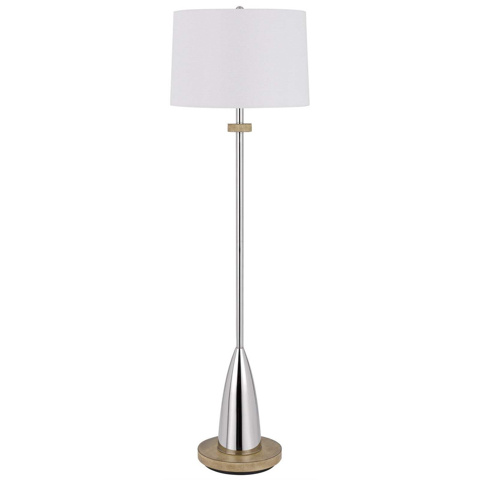 Homeroots Chrome Traditional Floor Lamp - 61 In. Tall With White Square Shade - Metal Construction