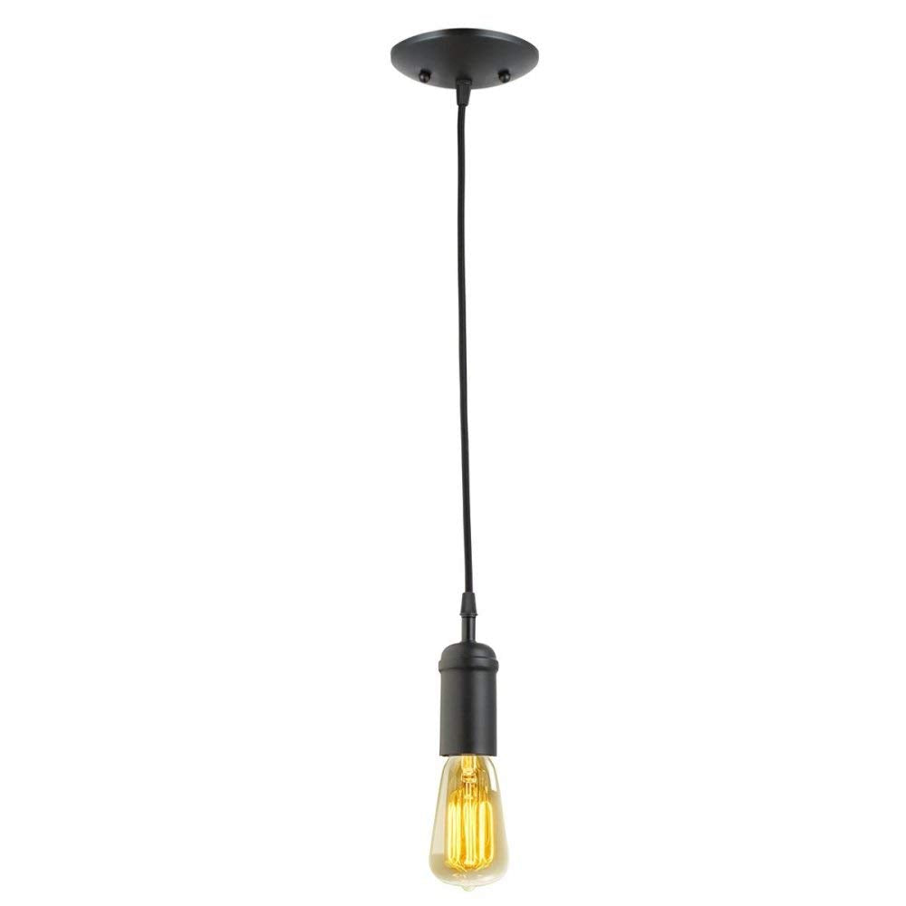 Globe Electric 64906 Pendant Light, 1 Light, Matte Black, Metal, Black Woven Fabric Cord, E26 Base Socket, Modern Vintage Ceiling Fixture