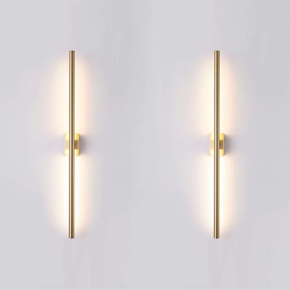 Reddragon Lighting Set Of 2 Hardwired 32 Inch Long Bronze Gold Wall Sconce Indoor Waterproof Linear Mirror Vanity Wall Light For Bathroom Bedroom Living Room (2 Pack, 32'', Gold, Dimmable)