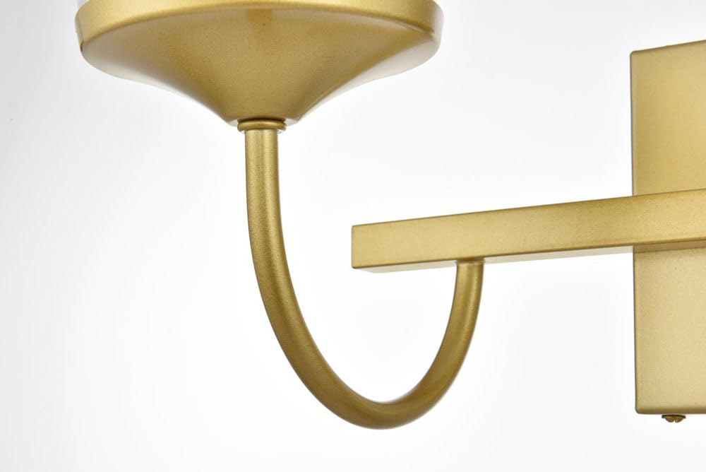 Living District Avani 2-Light Iron & Glass Bath Sconce in Brass and Clear
