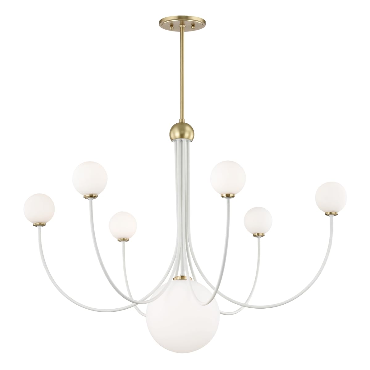Mitzi H234807-AGB/WH Coco - 7 Light Chandelier 29 inches Tall and 39.5 inches Wide - Aged Brass/Soft Off White Finish