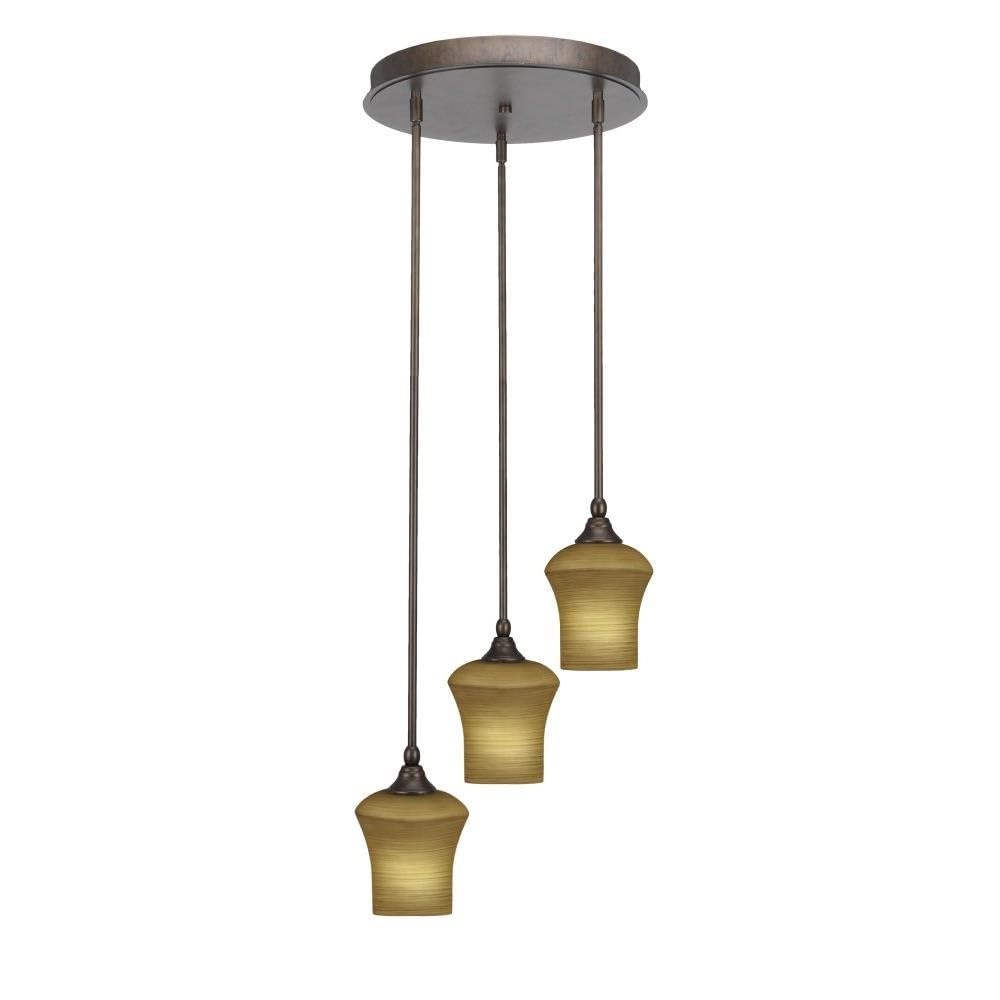 Empire 3 Light Cluster Pendalier in Bronze (2143-BRZ-680)