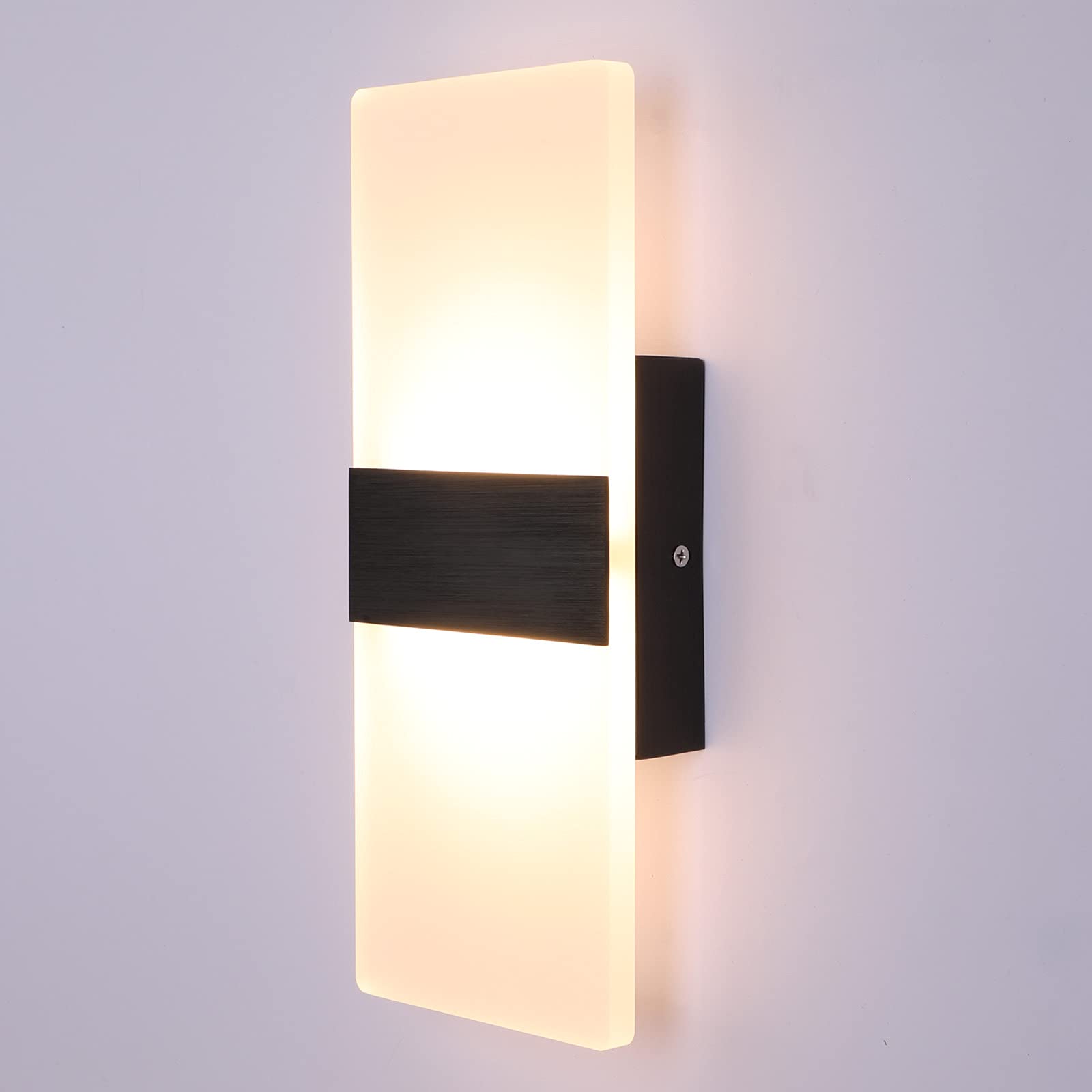 Lightess Modern Wall Sconce 12W Dimmable Acrylic Indoor Lamp Black Model 9930074-BJ