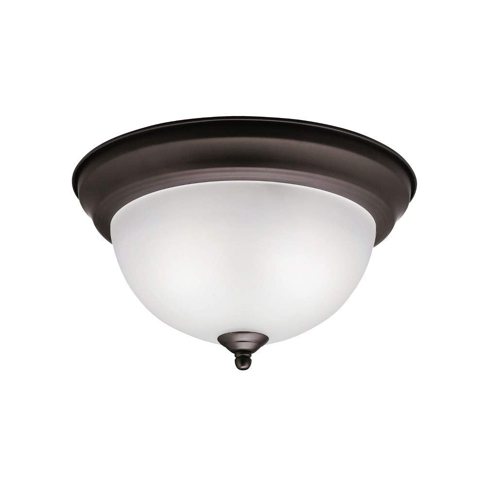 Kichler 8111Oz Flush Mount Round Glass Ceiling Lighting, Bronze 2-Light (12'' W X 7'' H) 60 Watts