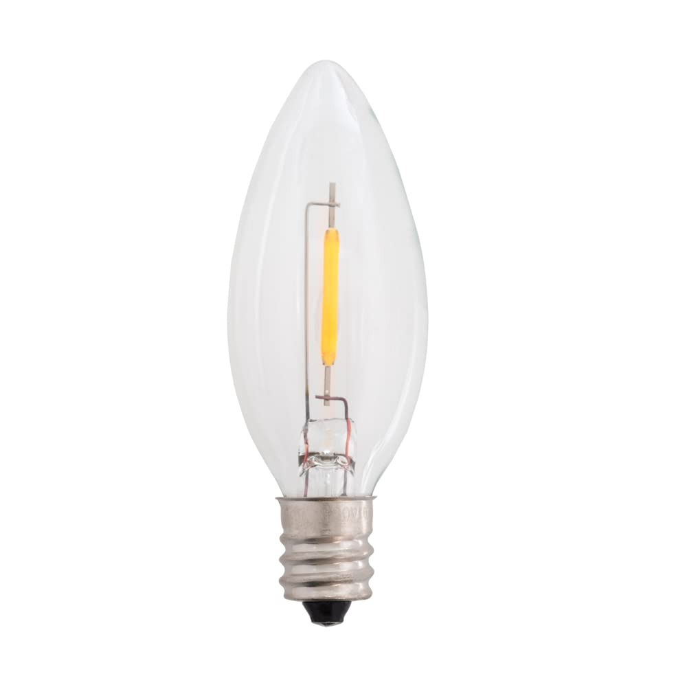 Creative Hobbies LED Replacement Light Bulbs, E12 Candelabra, 7 Watt Equivalent, Clear White, Model 18341, Steady Burning (12 Pack)