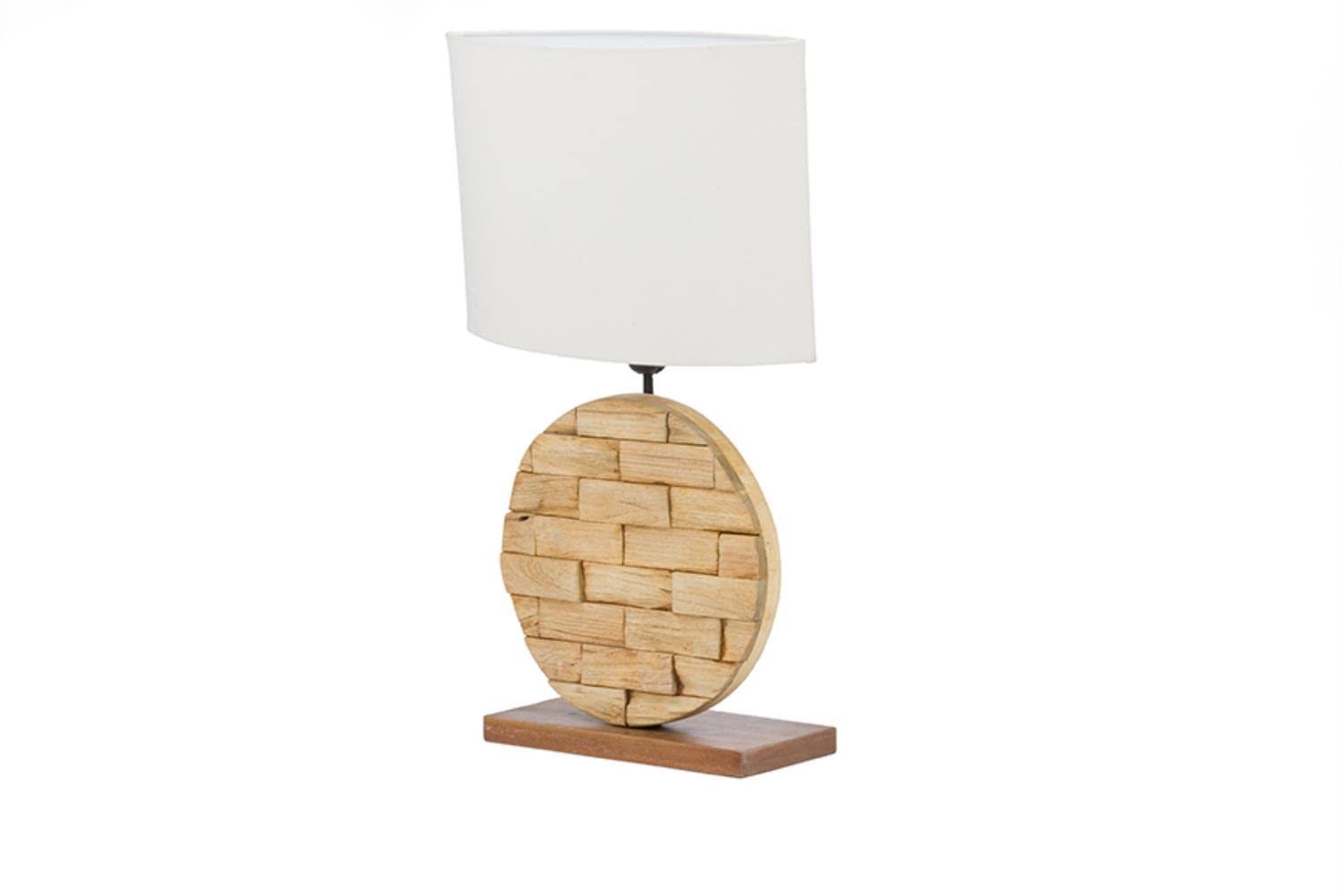 Baxton Studio Budalin Wood And Linen Lamp, White
