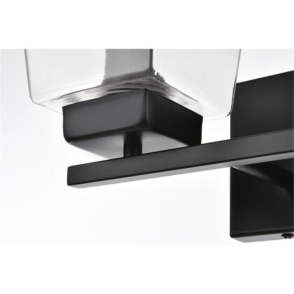 Living District Merrick 2-Light Iron & Glass Bath Sconce in Black/Clear