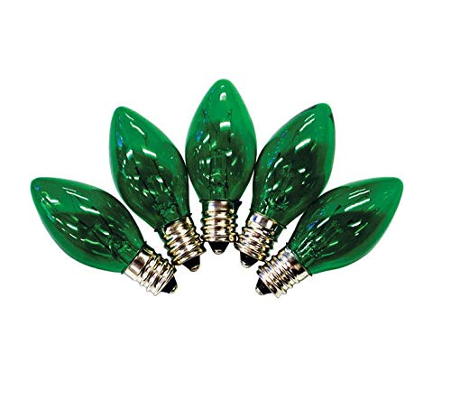 Holiday Bright Lights Bu25c7x3-tgra Christmas C7 Light Bulbs, Green, 1&quot;
