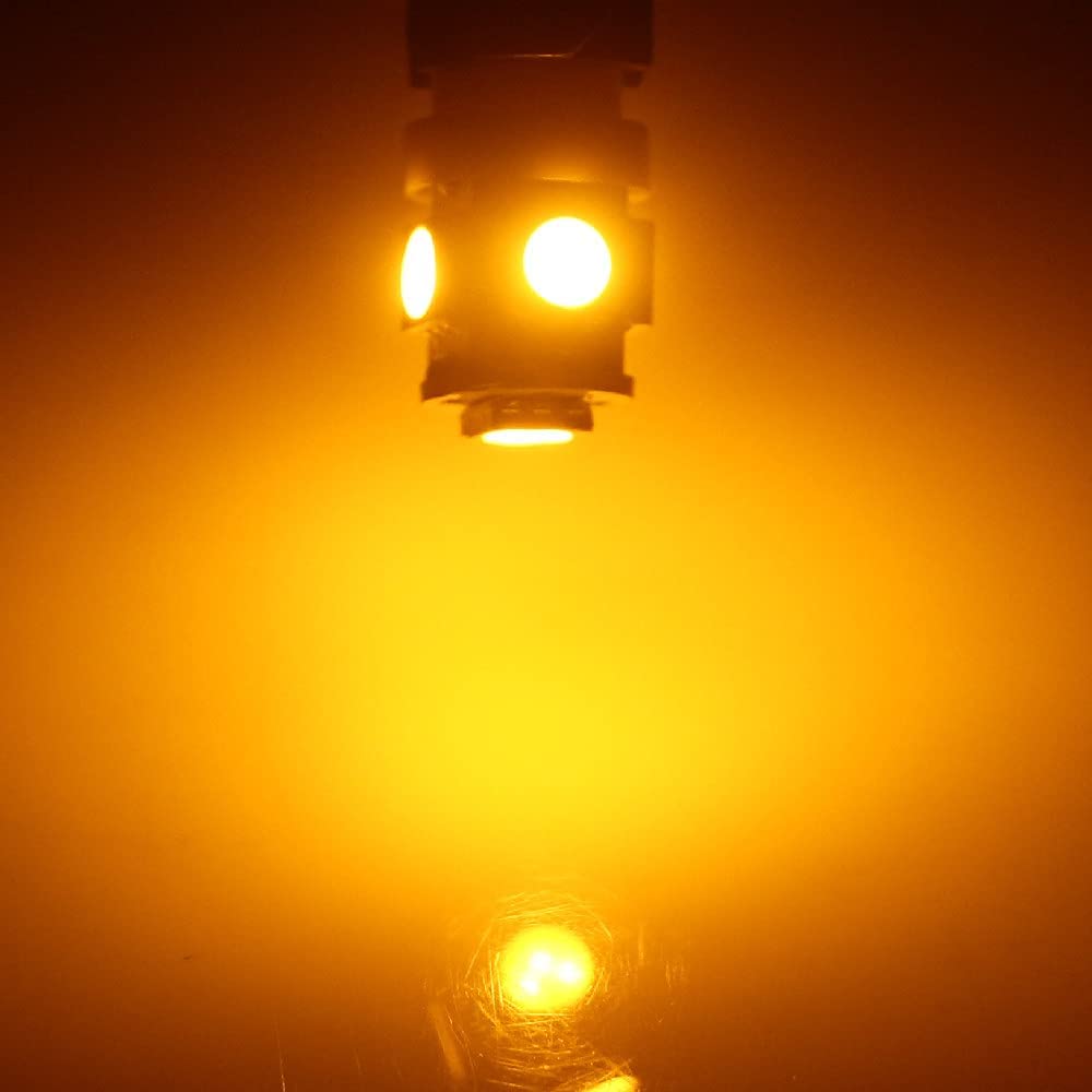 YM E-Bright Amber T10 194 LED Bulbs 5050 5 SMD for Car Dome Map Door Lights DC-12V Pack of 20