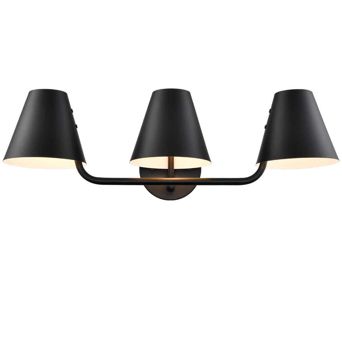 DIRYZON 3-Light Bathroom Vanity Light, Industrial Black Wall Sconce, Metal Shade, Model T3307-3BU-BK