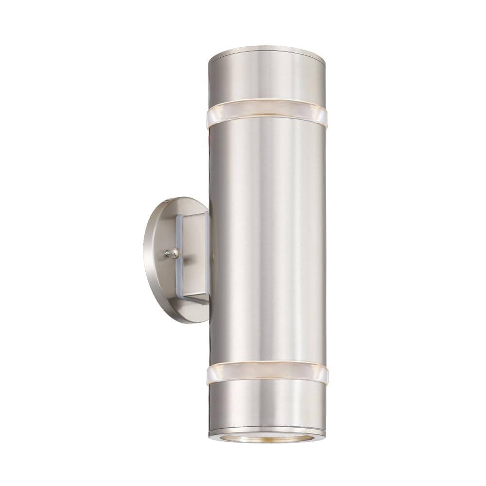 Cerdeco Modern Porch Light Outdoor Wall Lighting Cylinder Wall Sconce Nickel Finished