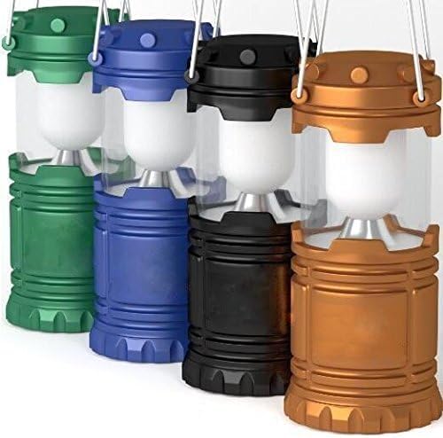 Lightahead Portable Outdoor LED Camping Lantern Set of 4, Collapsible, Green, Model LA-4S7029, Great for Emergency and Backpacking