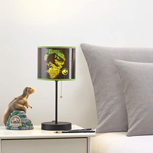 Idea Nuova Jurassic World Stick Table Kids Lamp, Metal, Themed Shade, Pull Chain, Model Nk430350