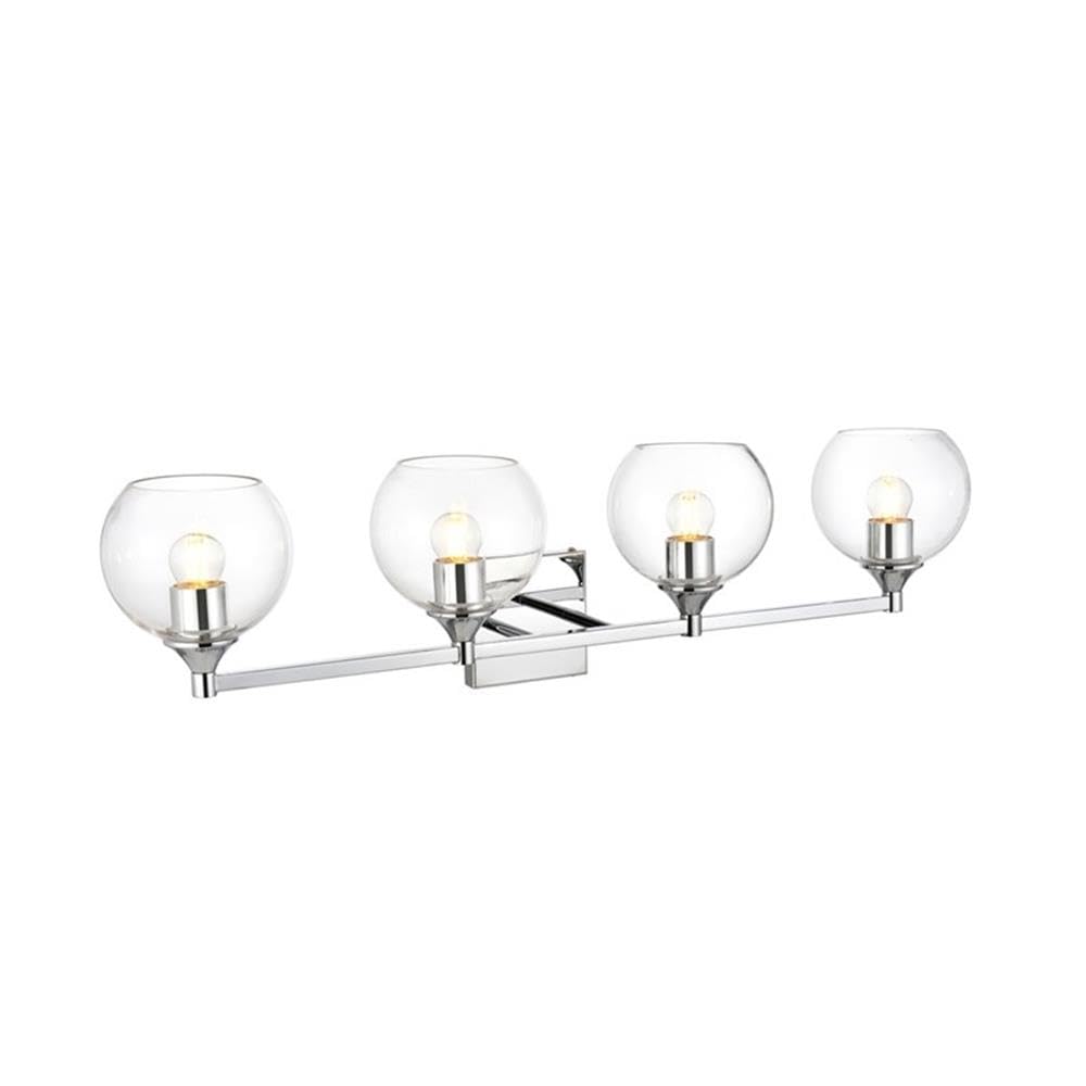 Living District Foster 4-Light Iron & Glass Bath Sconce in Chrome/Clear