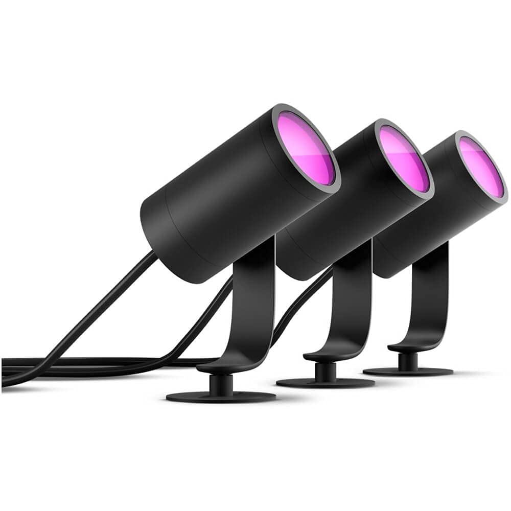 Philips Hue Lily Outdoor Smart Spot Light Kit - White & Color Ambiance - 3 Pack - Model 1746730V7 - Weatherproof LED Landscape Lighting