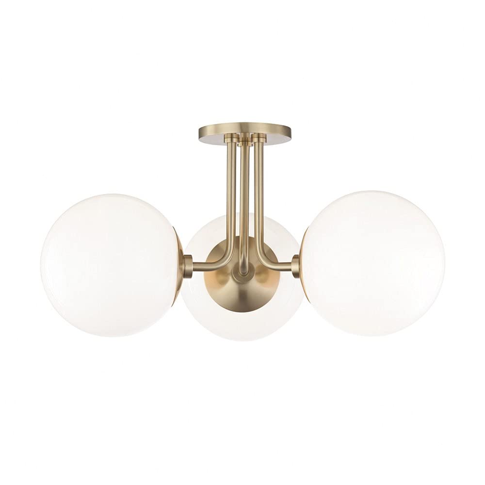 Mitzi H105603-AGB Stella - 3 Light Semi Flush 10.5 inches Tall and 18.25 inches Wide - Aged Brass