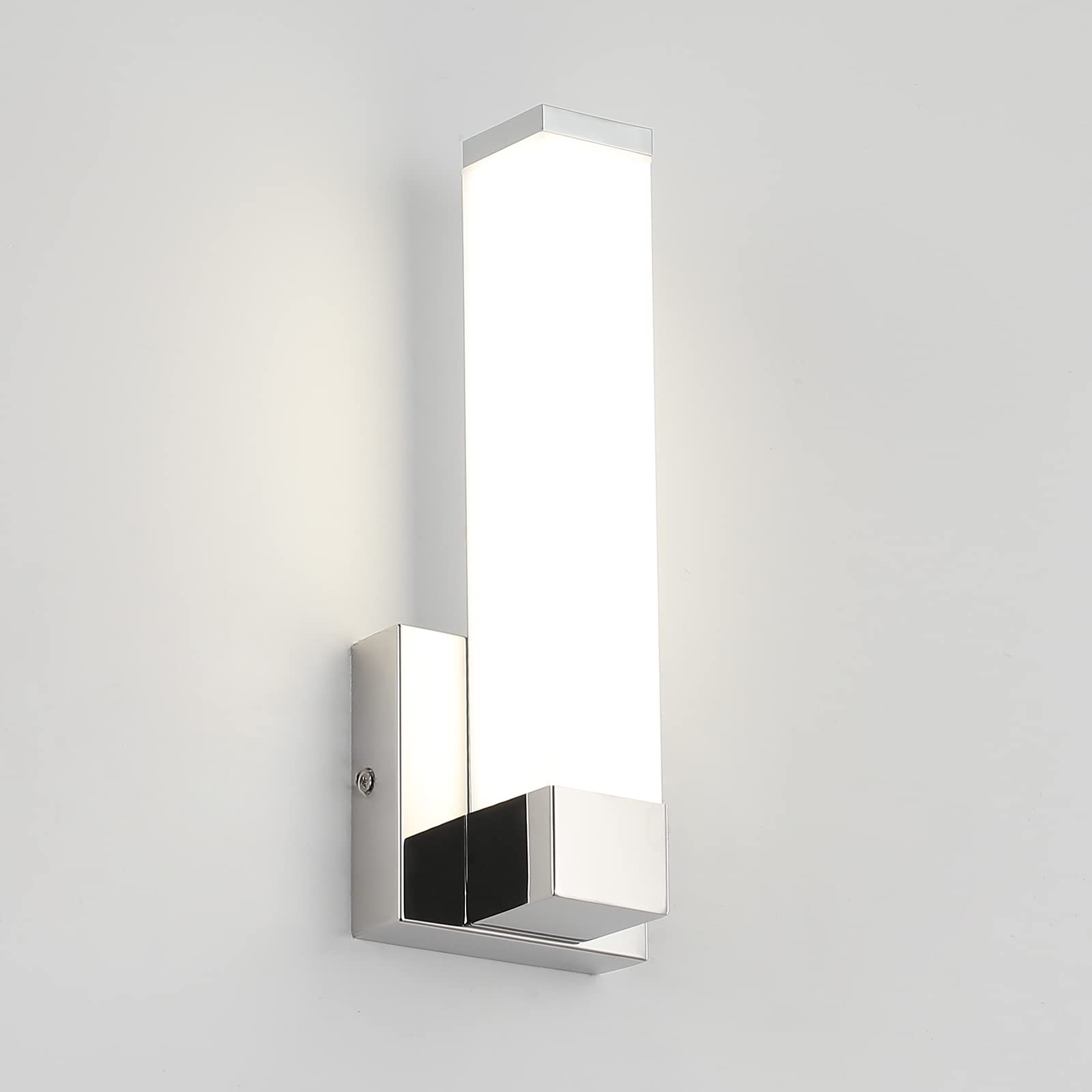 7Degobii Chrome Wall Lights for Bedroom Modern Indoor LED Hallway Sconces Corner Light 12 Inch Height 12W 4000K Bedside Stair Sc