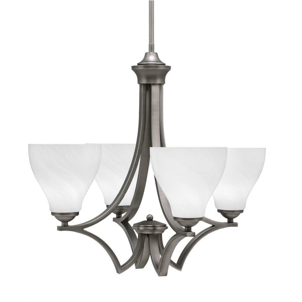 Toltec Lighting 564-Gp-4761 Zilo - 4 Light Uplight Chandelier-19.75 Inches Tall And 21.25 Inches Wide, Finish Color: Graphite, Glass Color: White Marble