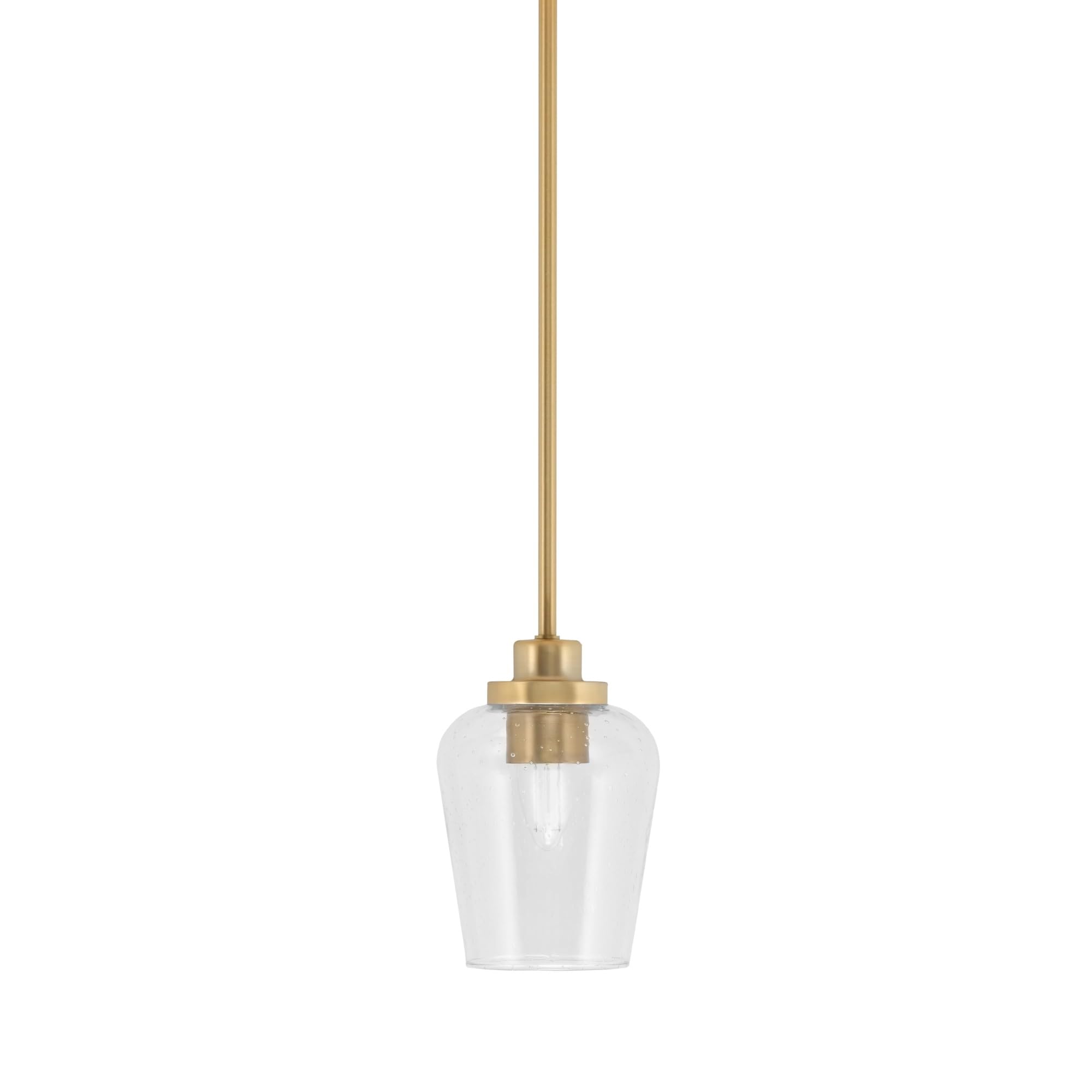 Toltec Lighting Odyssey Mini Pendant - New Age Brass Finish, 5in Clear Bubble Glass
