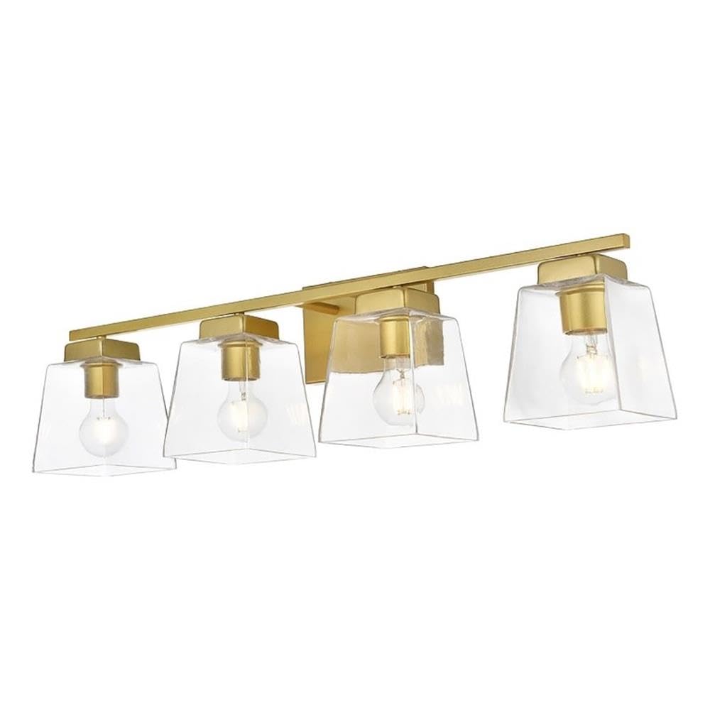 Living District Merrick 4-Light Iron & Glass Bath Sconce in Brass/Clear