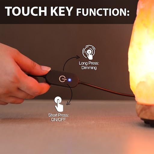 Himalayan Glow Salt Lamp - Dimmer Switch, 5 Lbs, Orange, Model 1001, Wooden Base