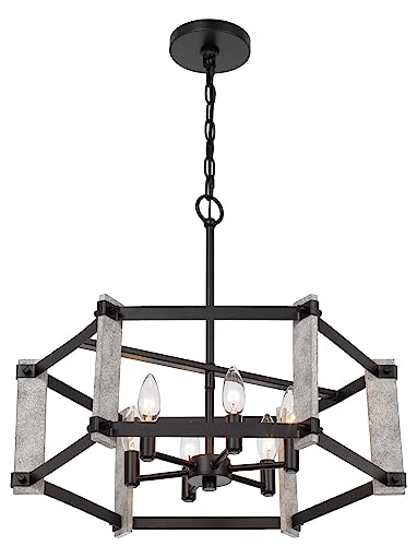 Cal Hammered Metal Chandelier, 21.88inW x 18.5inH, Black Finish, Model FX-3767-6