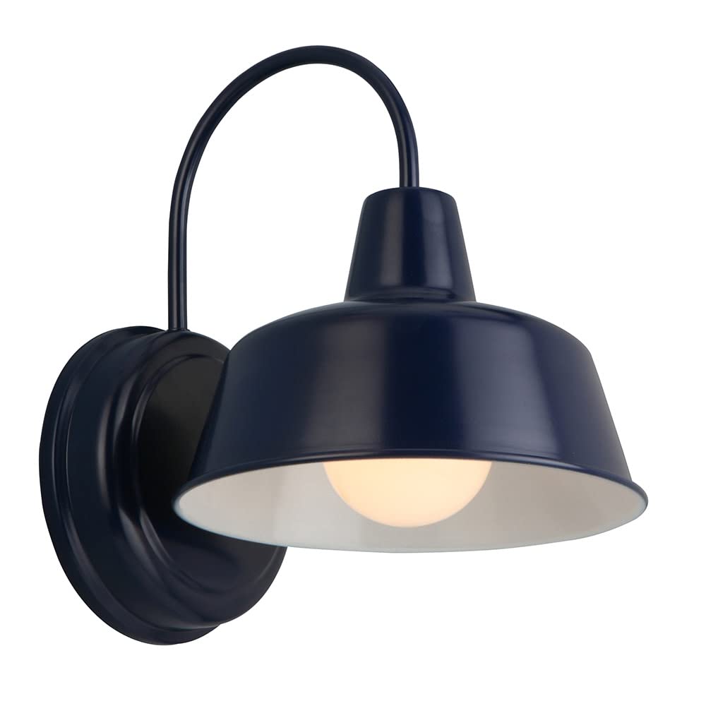 Design House Mason Barn Light Indoor/Outdoor Wall Mount Modern Industrial Farmhouse Wall Light for Patio  Garage  Bathroom  Office  Kitchen  8-Inch  Navy Blue  579334