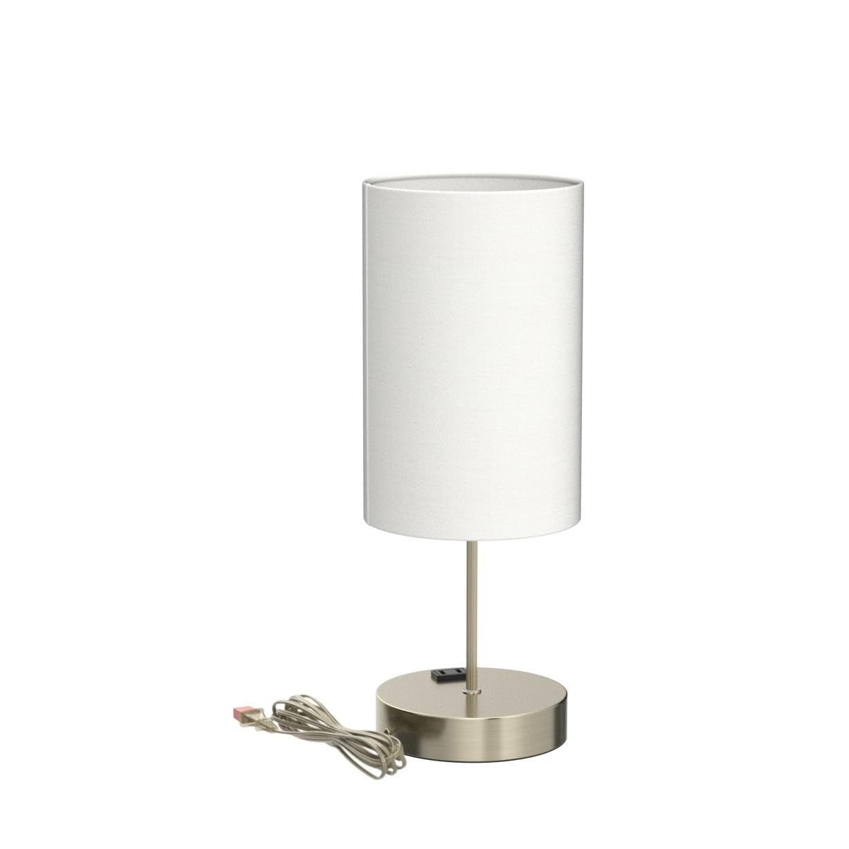 Brightever Set of 2 Touch Control Table Lamps, 3-Way Dimmable, USB & AC Outlet, White Fabric Shade, Model ST0001-WH