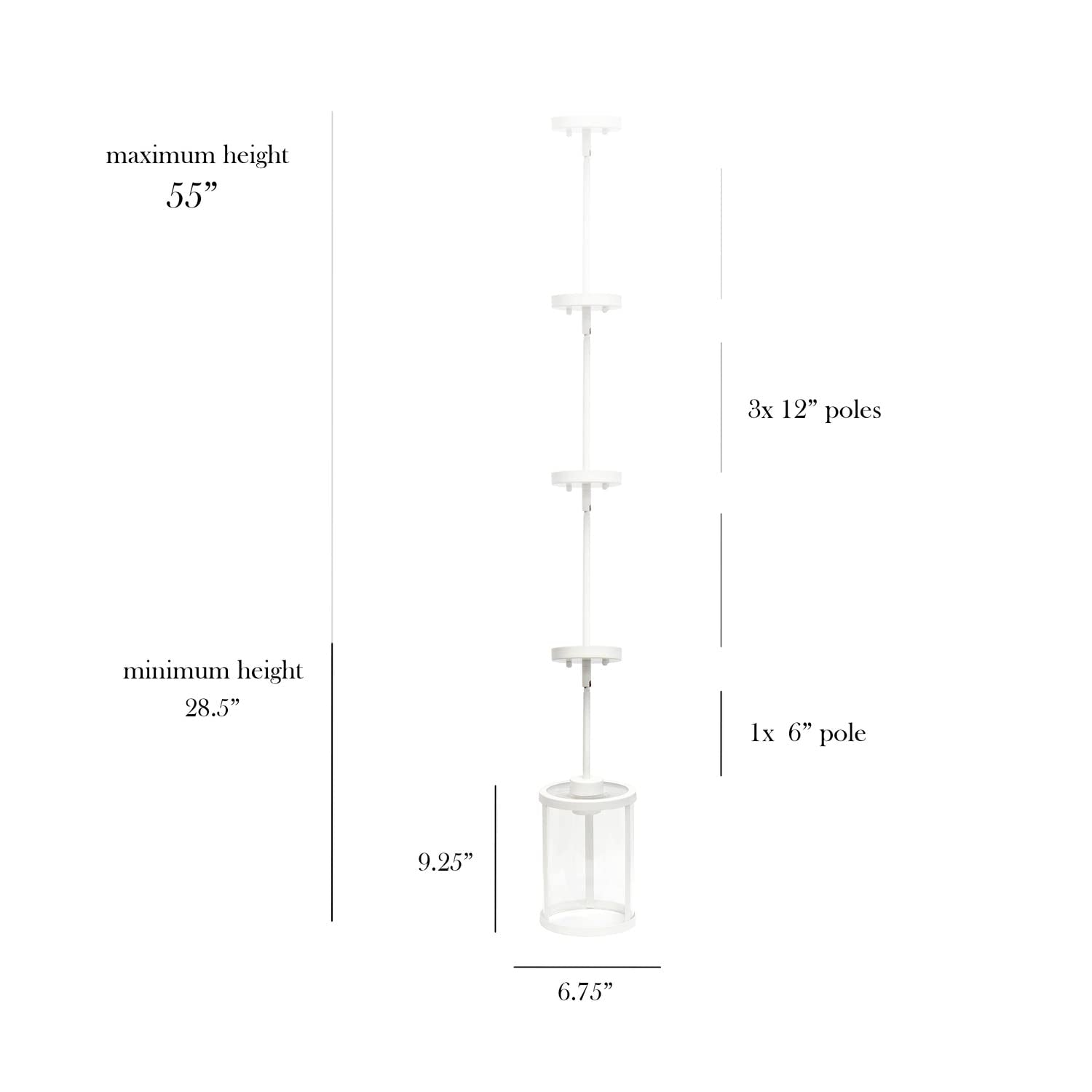 Elegant Designs PT1010-WHT 1-Light Pendant, White Metal & Glass, 6.75inx6.75inx55in, Adjustable Vintage Industrial Style