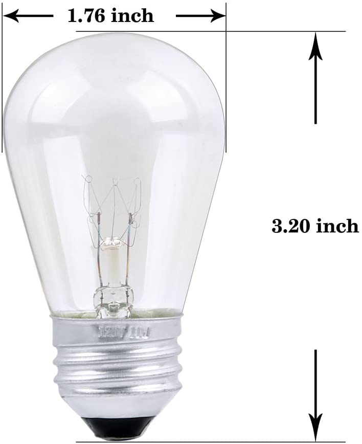 Yi Lighting - 11W S14 Transparent Amber Sign Light Bulb With E26 Base For Sign, Outdoor String Light Replacement Bulbs (Pack Of