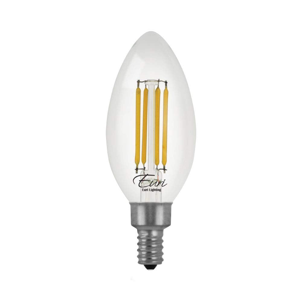 Euri Lighting Vb10-3000Cec-4 Led Filaments, Dimmable, Soft White 3000K, 5.5W (60W Equal), 500Lm, E12 Base, Enclosed And Wet Rate