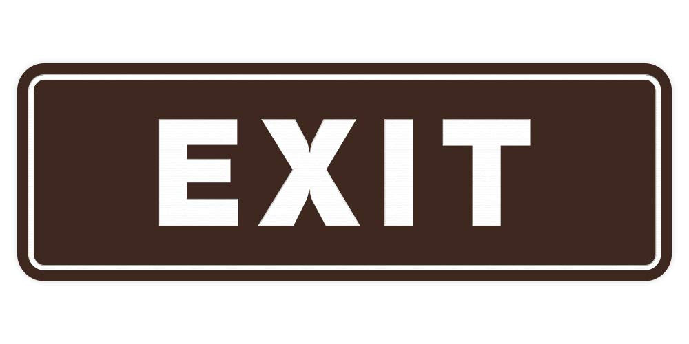 All Quality Standard Exit Wall or Door Sign | Durable Plastic and Easy Installation | Double-Sided Foam Adhesive Tape- Dark Brow