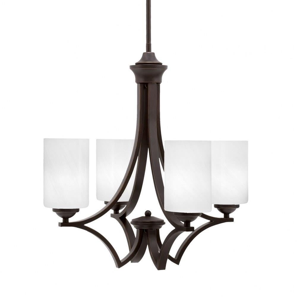 Toltec Lighting 564-DG-3001 Zilo - 4 Light Uplight Chandelier-19.75 Inches Tall and 19.25 Inches Wide, Finish Color: Dark Granite, Glass Color: White Marble