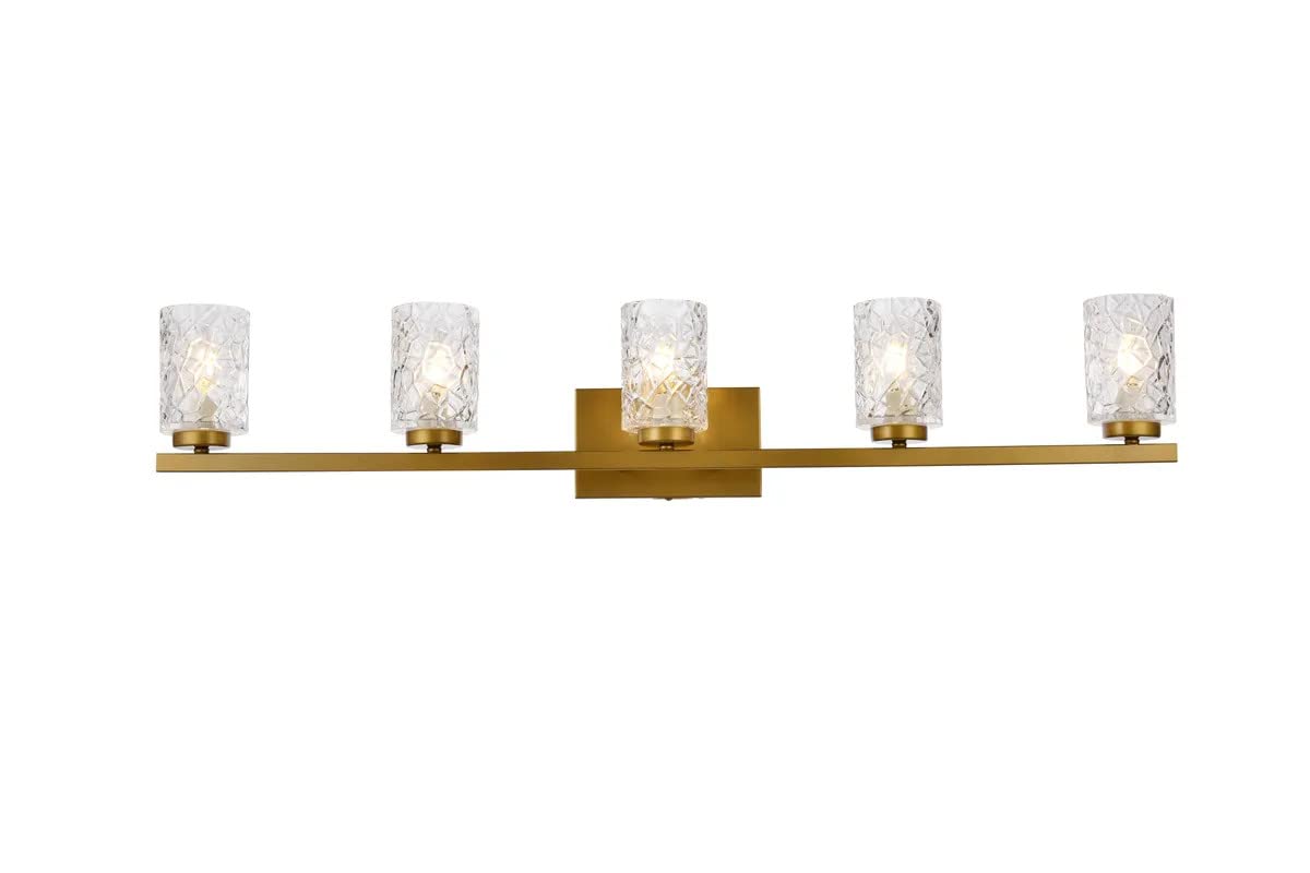 Living District Indoor Modern Home Decorative Bright Ceiling Cassie 5 Lights Bath Sconce in Brass with Clear Shade