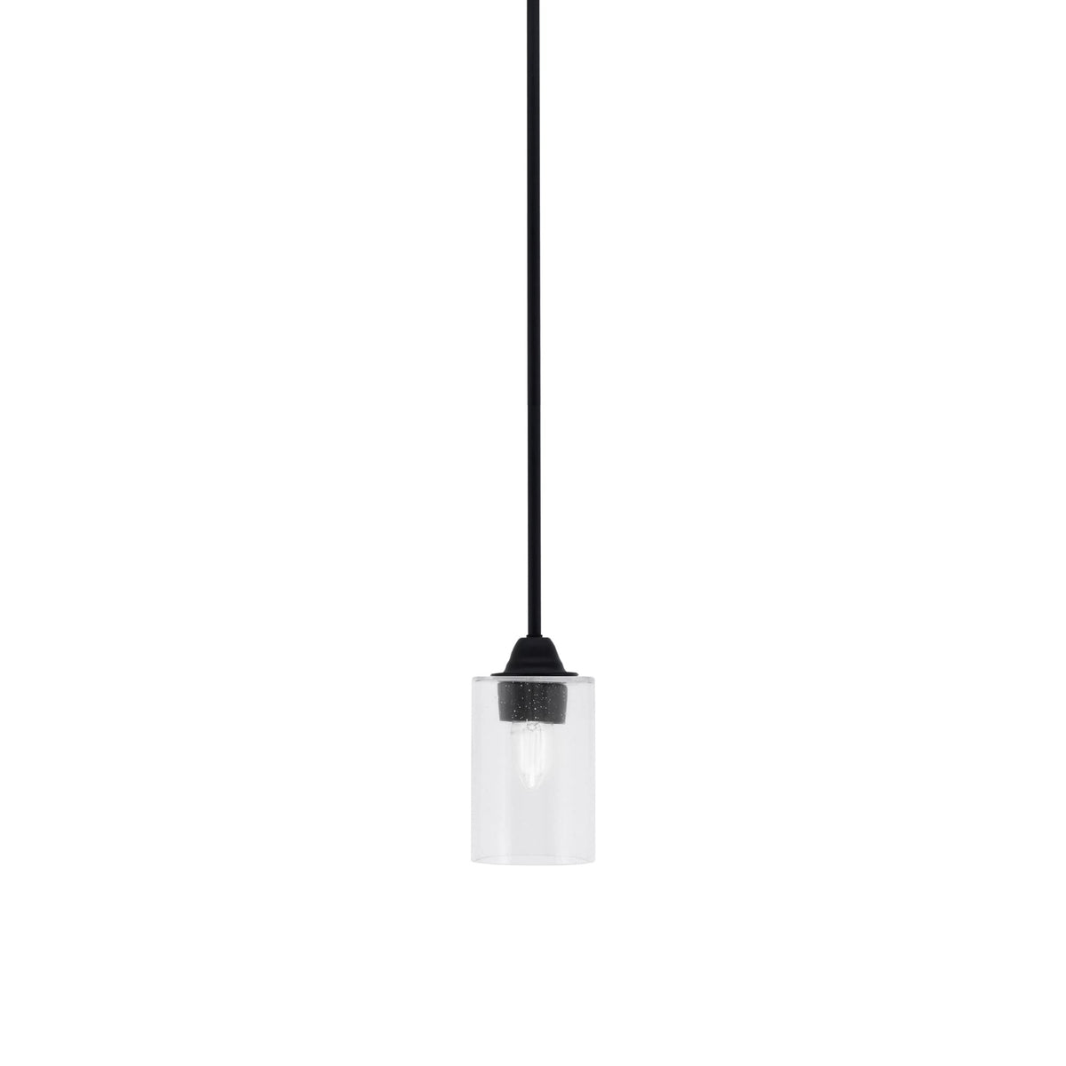Toltec Lighting Paramount 1 Light Mini Pendant in Matte Black Finish with 4&quot; Clear Bubble Glass
