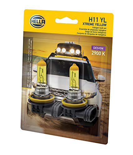 Hella H11 Xtreme Yellow Bulb - 12V 55W, 2 Pack - High Performance Automotive Lighting