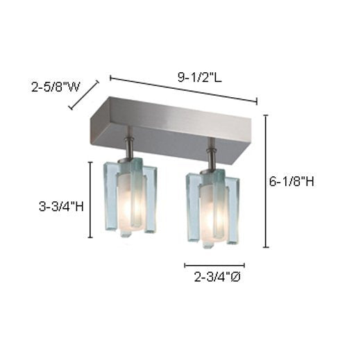 Jesco Lighting Cm301-2R Akina 2-Light Ceiling Mount Pendant, Satin Nickel