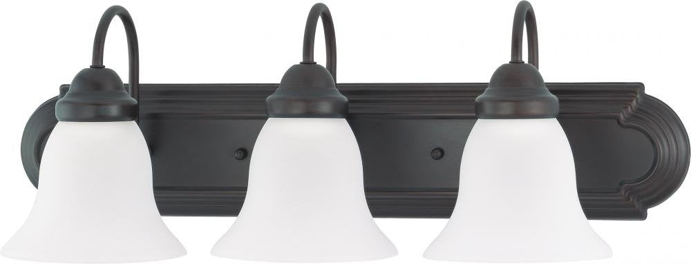 Nuvo 60/3162 Three Wall-Vanity Light Fixture, 3, Mahogany Bronze/Frosted Glass