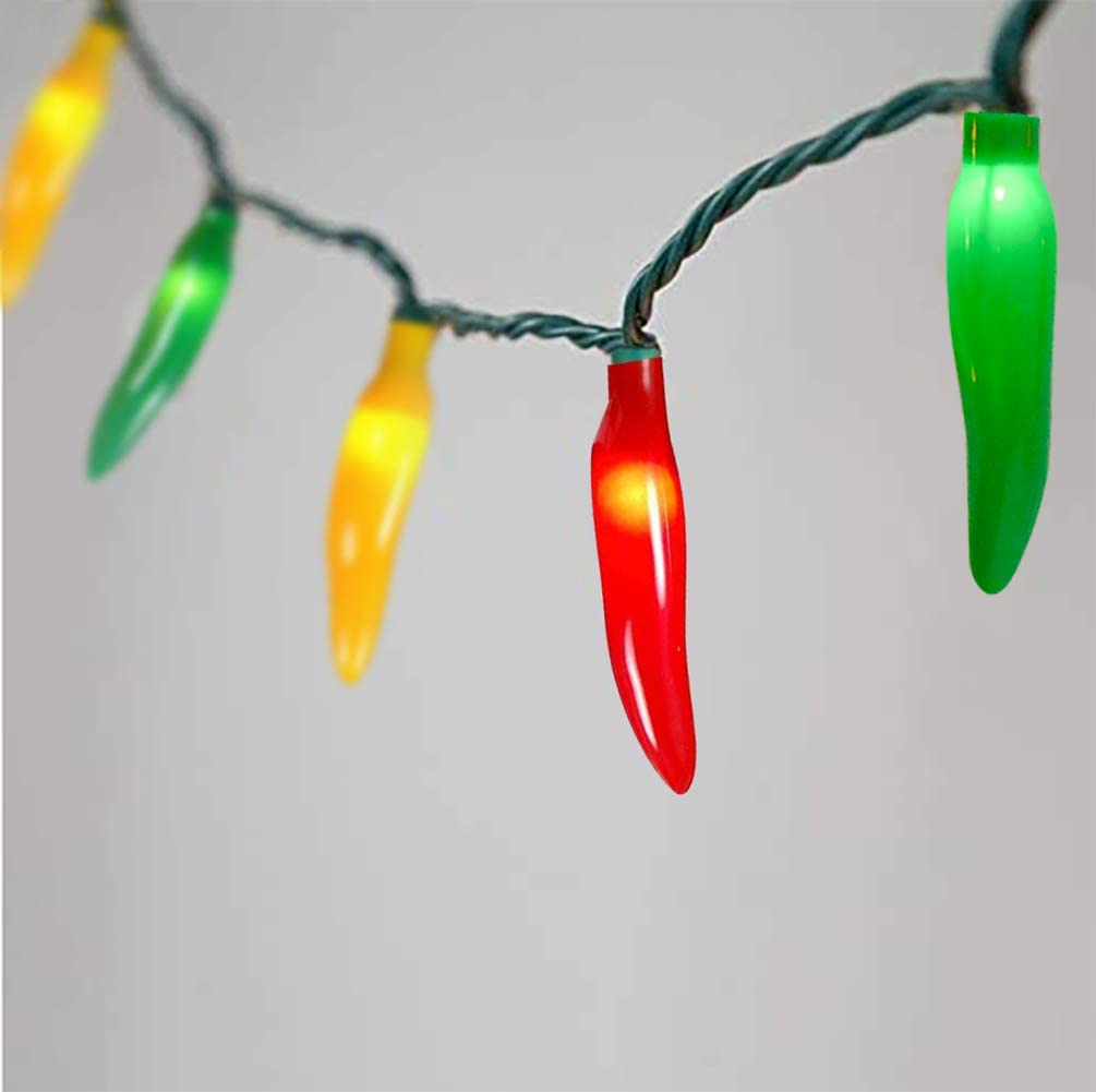 Multicolor Chili Pepper Lights, 13.6Ft Christmas Decorative String Lights with 35 Red Green Yellow Chili Lights, Connectable Chili Pepper Lights for Outdoor Indoor Xmas Party Kitchen Garden