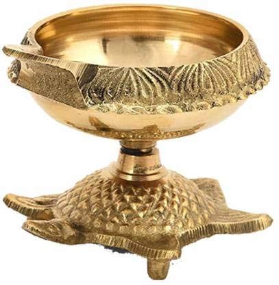 Fashion Bizz Brass Diwali Kuber Deepak On Stand Diyas Table Diya Set Brass (Pack of 2) Table Diya Set
