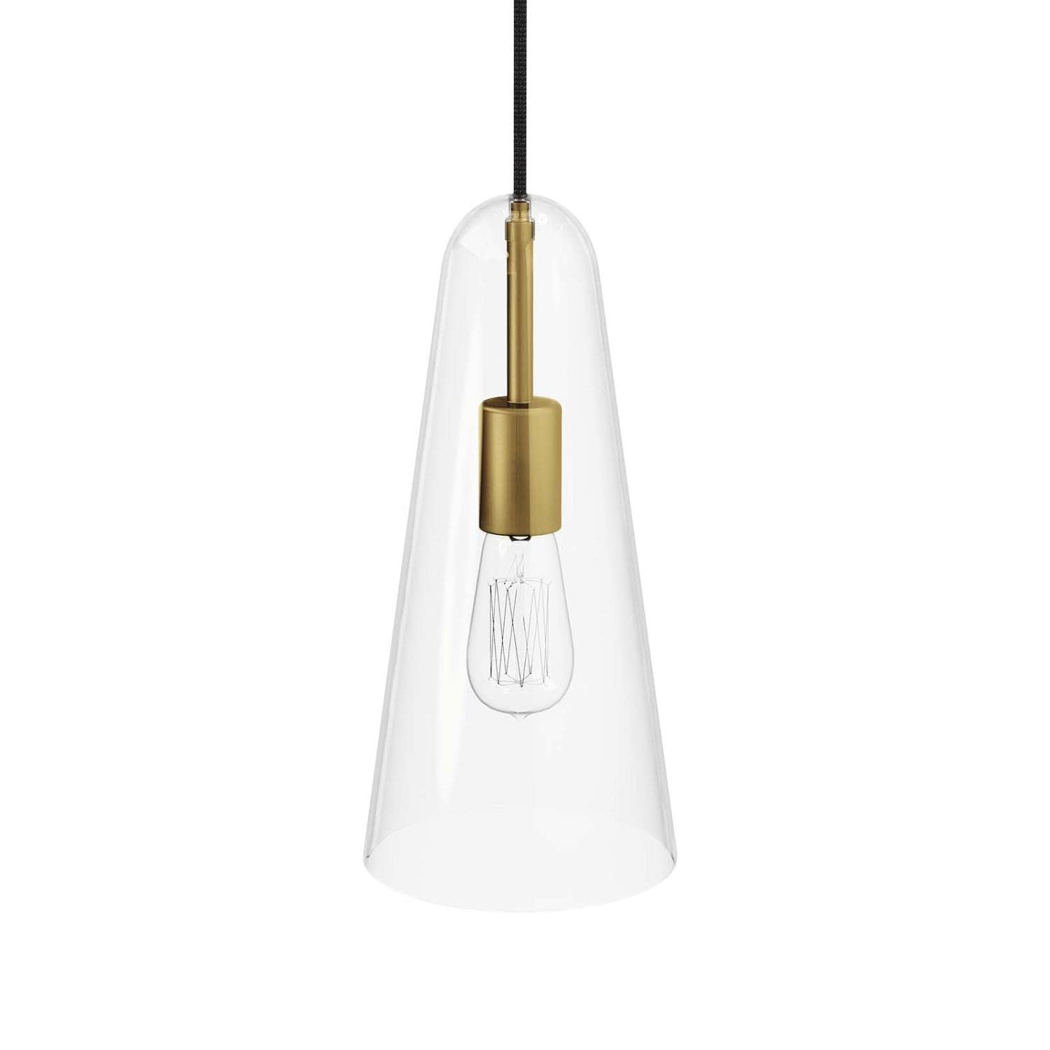 Beacon 1-Light Pendant Light in Clear Satin Brass