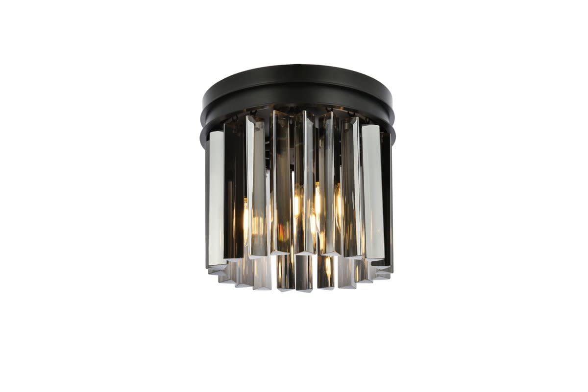 Elegant Lighting 1208F12Mb-Ss-Rc 12 Dia X 13 H In Sydney Flush Mount - Mocha Brown&#44 Royal Cut Silver Shade Crystals