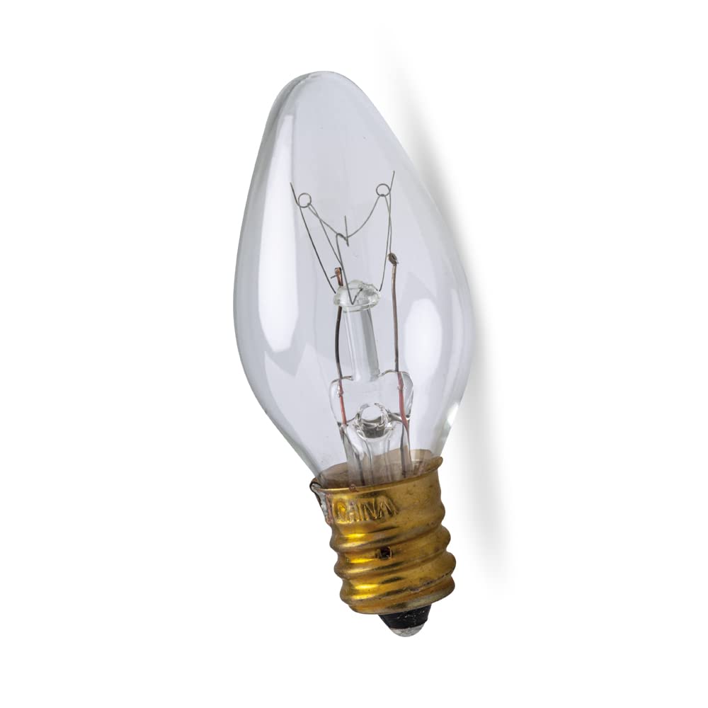 Lumenivo 7 Watt Clear Incandescent C7 Colored Night Light Bulbs 7W C7 Christmas Village Light Bulbs Candelabra Base Clear Bulbs