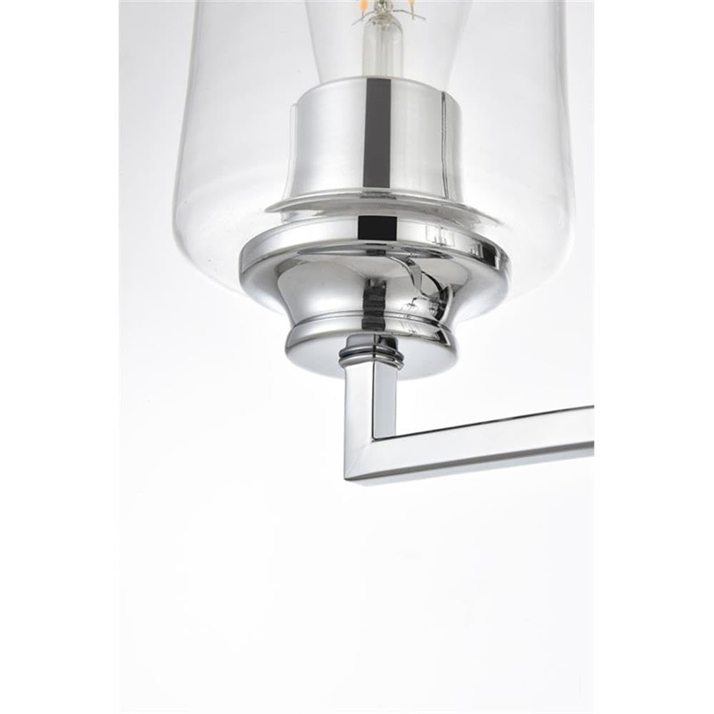 Living District Ronnie 2-Light Iron & Glass Bath Sconce In Chrome/Clear