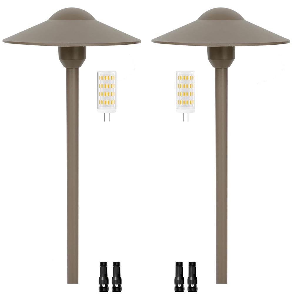Muguski Low Voltage Path Light,Cast Aluminum Landscape Lighting Pathway Lights Walkway Driveway Light Yard Lighting Replaceable 