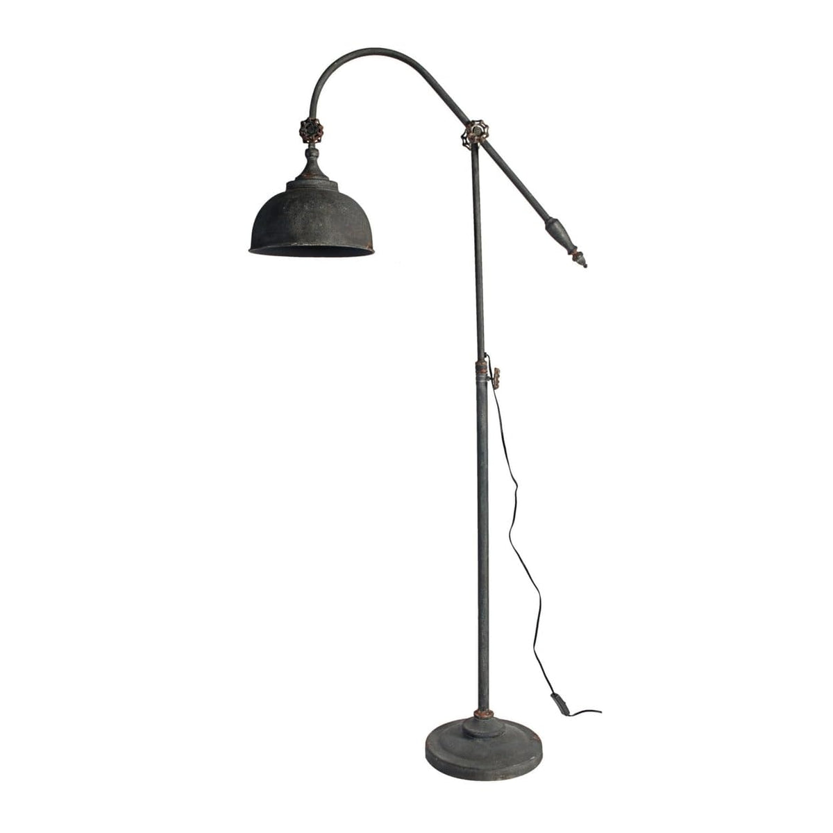 Benzara Industrial Black Iron Floor Lamp With Adjustable Arm, 67 In. Height