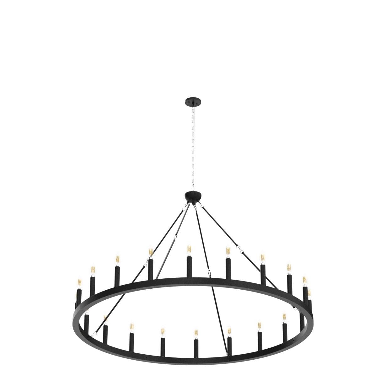 Wellmet Extra Large Black Chandelier Diam 60 inch, 20-Light Wagon Wheel Chandelier, Farmhouse Industrial Country Style Large Rou